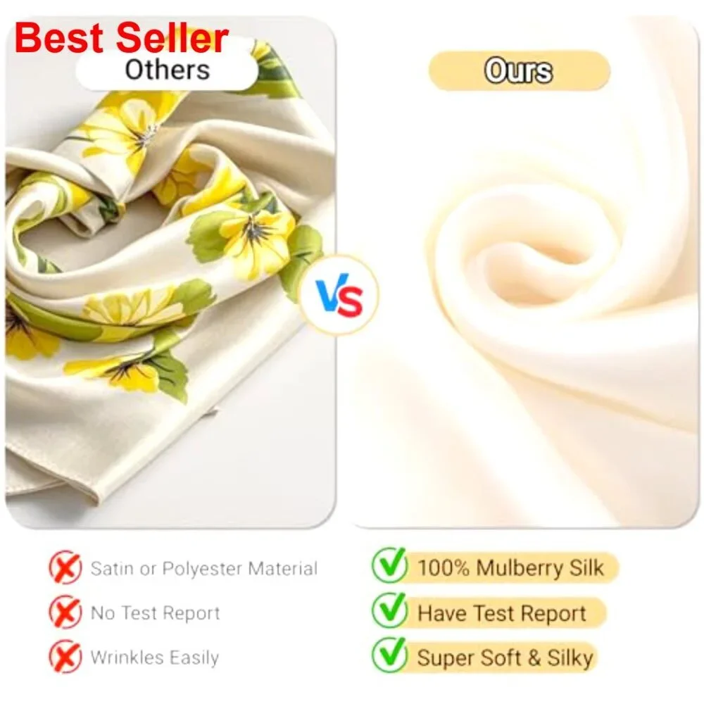 100% Mulberry Silk Scarf - Women's Fashion Accessory